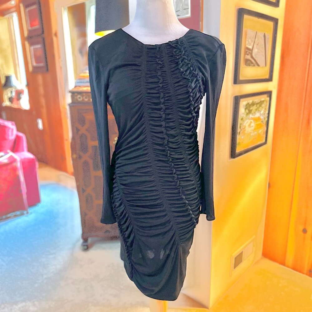 EMILIO PUCCI Black Ruched Bodycon Dress – IT42 – US 8
